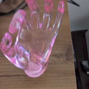 Pink and Clear Decorative Hand Sculpture